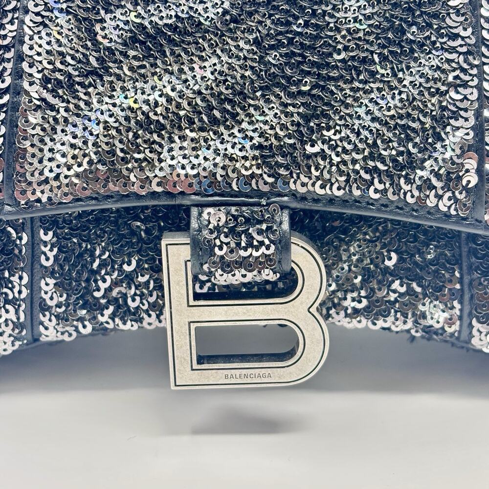 Balenciaga Leather Calfskin XS Hourglass Bag Black Sequin - Picture 3 of 14